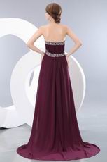 Best Strapless A-line Purple Chiffon Prom Dress With Court Train
