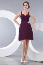 Straps Purple Chiffon Knee Length Graduation Dress 2014 Summer