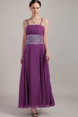 Spaghetti Straps Ankle-length Purple Prom Celebity Dress With Sequin