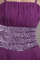Spaghetti Straps Ankle-length Purple Prom Celebity Dress With Sequin
