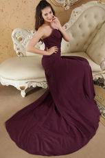 Romantic Side Split Grape Formal Dress With Lace