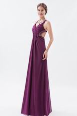 Criss Cross Front Split Skirt Grape Evening Dress Cheap