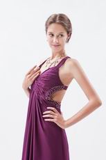 Criss Cross Front Split Skirt Grape Evening Dress Cheap