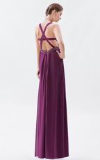 Criss Cross Front Split Skirt Grape Evening Dress Cheap