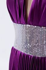 Noble Halter Purple Evening Dress With Sequin Sash