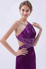 One Shoulder Neck Lady Prefer Purple Evening Dress