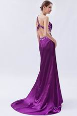 One Shoulder Neck Lady Prefer Purple Evening Dress