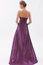 Strapless Beaded Medium Orchid Taffeta Evening Dress