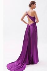 Cheap One Shoulder Panel Train Purple Evening Dress Online