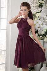 High-neck Purple Chiffon Homecoming Dress Online