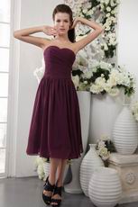 Purple Sweetheart Tea-length Chiffon Bridesmaid Dress