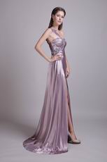 One Shoulder High Side Split Rosy Brown Evening Dress