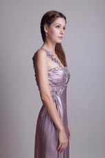 One Shoulder High Side Split Rosy Brown Evening Dress