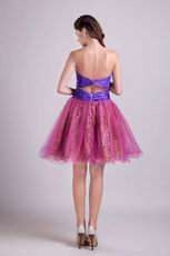 Purple Short Leopard Fabric Cocktail Party Dress