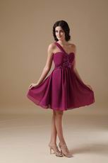 Plum One Shoulder Bridesmaid Dress For 2014 Wedding