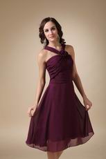 Purple Halter Skirt Bridesmaid Dress For Beach Wedding