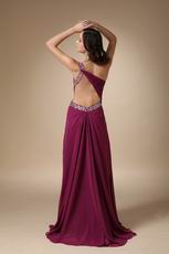 Cross Back One Shoulder Purple Long La Prom Party Dress