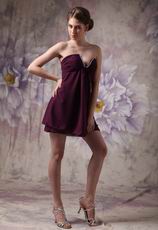 V-Shaped Strapless Purple Short Bridesmaid Dress Cheap