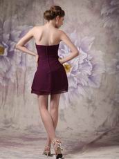 V-Shaped Strapless Purple Short Bridesmaid Dress Cheap