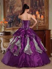 Apple Green And Purple Contrast Skirt Quinceanera Dress