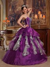 Apple Green And Purple Contrast Skirt Quinceanera Dress