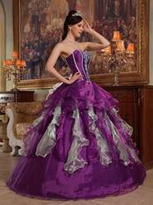 Apple Green And Purple Contrast Skirt Quinceanera Dress