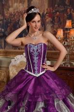 Apple Green And Purple Contrast Skirt Quinceanera Dress