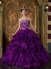 Top Designer Cascade Skirt Pansy Purple Quinceanera Gowns