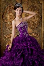 Top Designer Cascade Skirt Pansy Purple Quinceanera Gowns