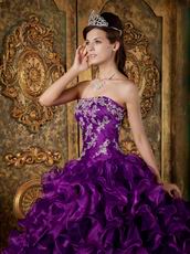 Top Designer Cascade Skirt Pansy Purple Quinceanera Gowns