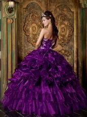 Top Designer Cascade Skirt Pansy Purple Quinceanera Gowns