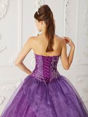 Strapless Purple Quinceanera Dress With Beaded Embroidery