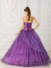 Strapless Purple Quinceanera Dress With Beaded Embroidery