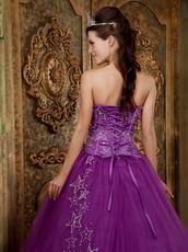 Embroidered Stars Purple Quinceanear Adult Ceremony Dress