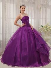 Purple Quinceanera Dress With Puffy Floor Length Skirt