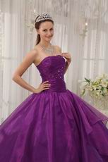 Purple Quinceanera Dress With Puffy Floor Length Skirt