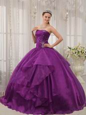 Purple Quinceanera Dress With Puffy Floor Length Skirt
