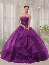 Purple Quinceanera Dress With Puffy Floor Length Skirt