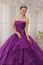 Purple Quinceanera Dress With Puffy Floor Length Skirt