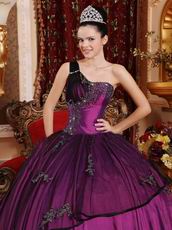 Single One Shoulder Purple Coming-of-age Ceremony Girls Dress