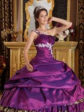 Cheap Purple Quinceanera Gown With Leopard Print Cascade Skirt