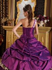 Cheap Purple Quinceanera Gown With Leopard Print Cascade Skirt