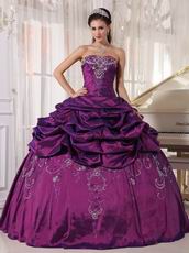 Strapless Embroidery Dark Magenta Quinceanera Season Dress