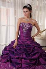 Strapless Embroidery Dark Magenta Quinceanera Season Dress