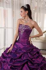 Strapless Embroidery Dark Magenta Quinceanera Season Dress