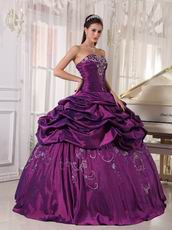 Strapless Embroidery Dark Magenta Quinceanera Season Dress