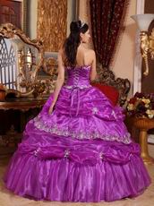 Strapless Purple Organza Puffy Dress To Quinceanera Wear