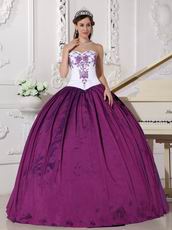 Stylish Embroidery Dark Magenta Quinceanera Prom Girl Dress