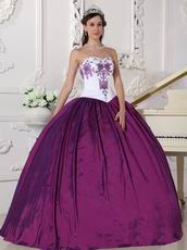 Stylish Embroidery Dark Magenta Quinceanera Prom Girl Dress