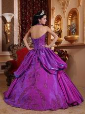 Applique Emberllish Dark Magenta Halter Quinceanera Gown